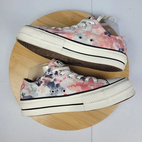 Womens Sz‎ 8.5 Pink & White Converse CTAS Lift Ox Platform Sneakers